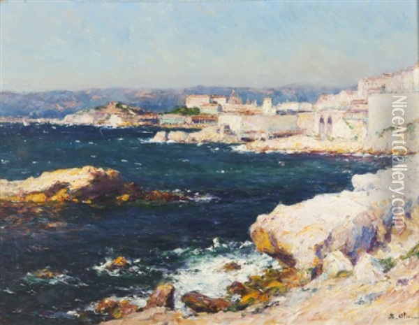 La Corniche A Marseille Par Grand Vent Oil Painting - Jean Baptiste Olive