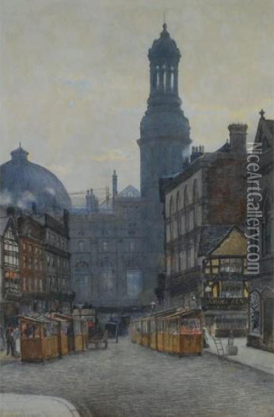 Royal Exchange Manchester Oil Painting - Francis Browne Tighe