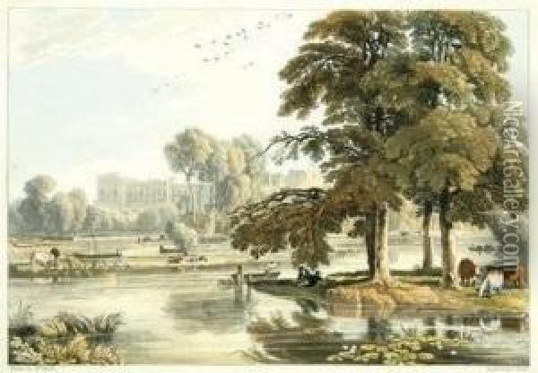 Vew Of Taplow From Maidenhead Bridge Oil Painting - Robert I Havell