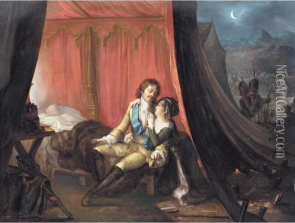 Peter The Great Meeting His Lover Oil Painting - Peter Eduard Strohling