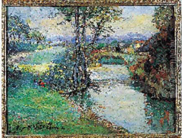 Le Pont Oil Painting - Emmanuel De La Villeon