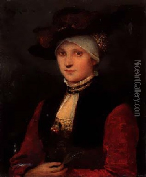 Junge Dame In Renaissancegewand Oil Painting - Friedrich August von Kaulbach