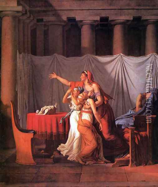 The Lictors Bring to Brutus the Bodies of His Sons (detail) Oil Painting - Jacques Louis David