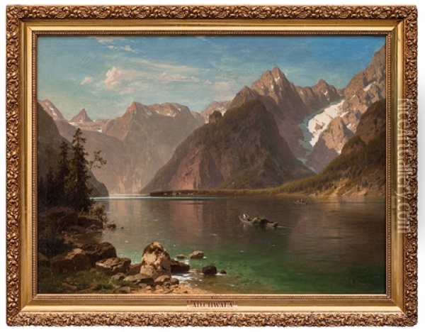 Pohled Na Konigsee S Kostelem Sv. Bartolomeje Oil Painting - Adolf Chwala