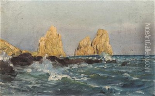 Sea Cliffs Oil Painting - Benes (Benesch) Knuepfer