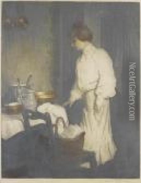 In The Kitchen Oil Painting - Manuel Robbe