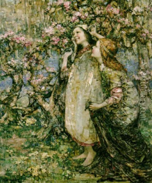 In Blossom Oil Painting - Edward Atkinson Hornel