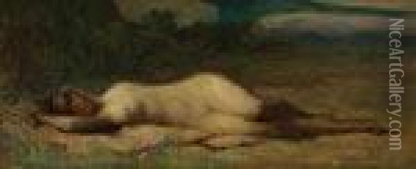 Reclining Nude Oil Painting - Eugene Carriere