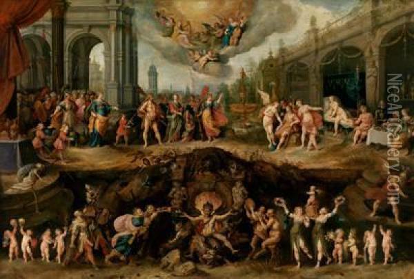 Der Sichzwischen Tugenden Und Lastern Entscheiden Muss Oil Painting - Frans II Francken