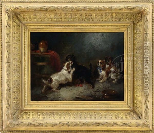 Dogs Play Oil Painting - George Armfield
