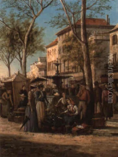 The Market Place Oil Painting - William Raymond Dommersen
