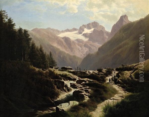 Im Gebirge Oil Painting - Leopold Heinrich Voescher