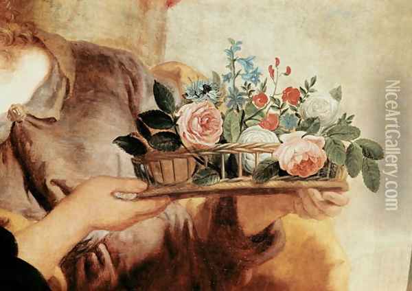 Our Lady of the Rosary, detail of the basket of flowers Oil Painting - Gaspard de Crayer