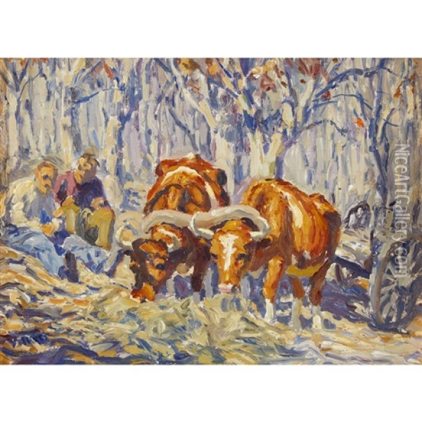 Wood For The Winter Oil Painting - Edward Charles Volkert