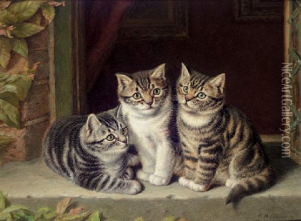 A Trio Of Kittens Oil Painting - Horatio Henry Couldery