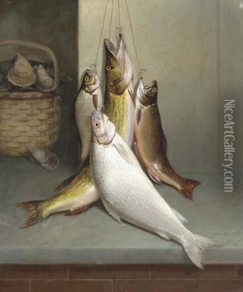 Catch Of The Day Oil Painting - Walter M. Brackett