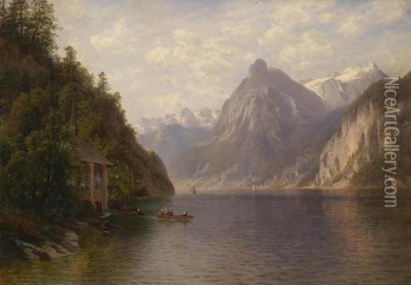 Scene On Lake Lucerne Oil Painting - Josef Schoyerer