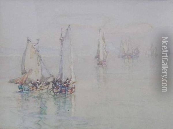 Sailboats Oil Painting - Peter Moffat Lindner