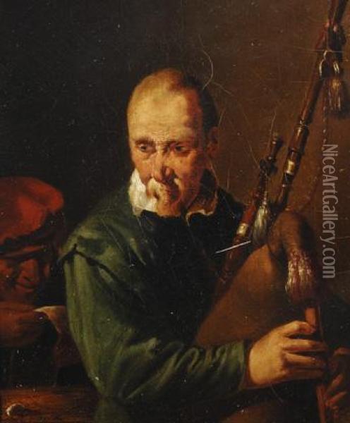 The Bagpipe-player Oil Painting - David The Younger Teniers