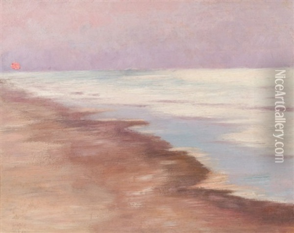 Sonnenuntergang Am Strand Von Duino Oil Painting - Emilie Mediz-Pelikan