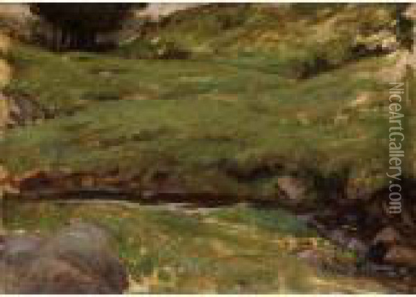 A Welsh Stream Oil Painting - John William Waterhouse