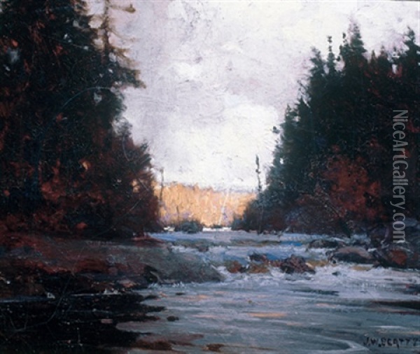 A Rapid, Northern Ontario Oil Painting - John William Beatty