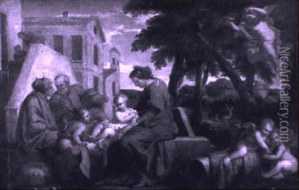Sainte Famille Dans Un Paysage Classique Oil Painting - Francois (Van Hamken) Verdier
