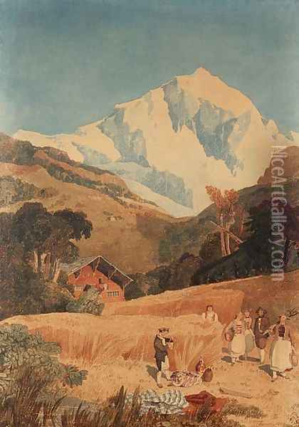 View of the Jungfrau-Horn, 1809 Oil Painting - John Sell Cotman