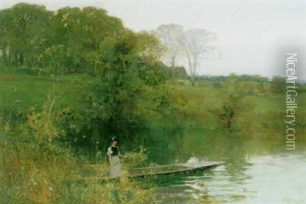River Twilight Oil Painting - Sir Alfred East