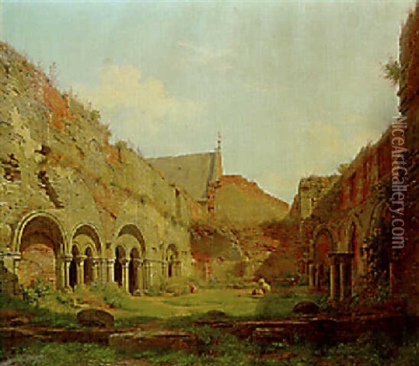 The Ruins Of The Monastry Of The Sint Baafs-cathedral, Ghent Oil Painting - Lodewyck de Martelaere