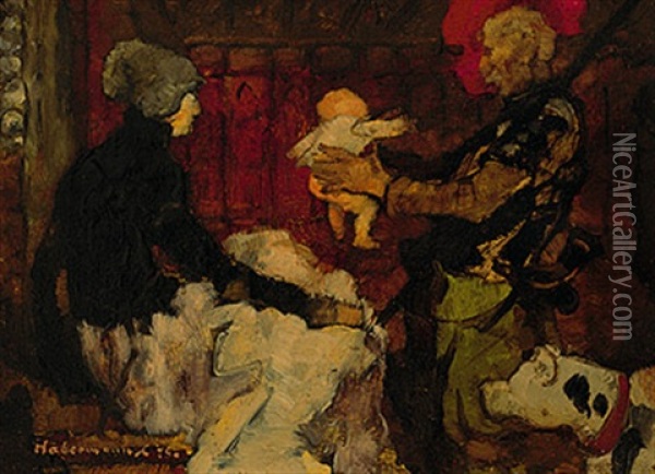 Familiengluck Oil Painting - Hugo von Habermann the Elder