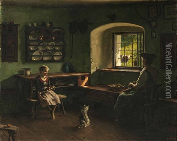 In Der Bauernstube Oil Painting - Emil Rau