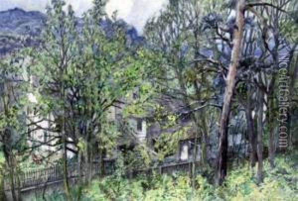 Houses Viewed Through Trees Oil Painting - Isabel Wrightson