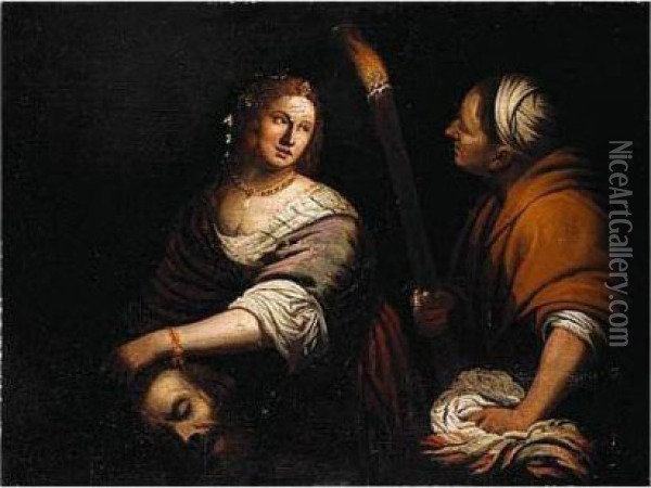 Judith And Her Maidservant With The Head Of Holofernes Oil Painting - Alessandro Turchi