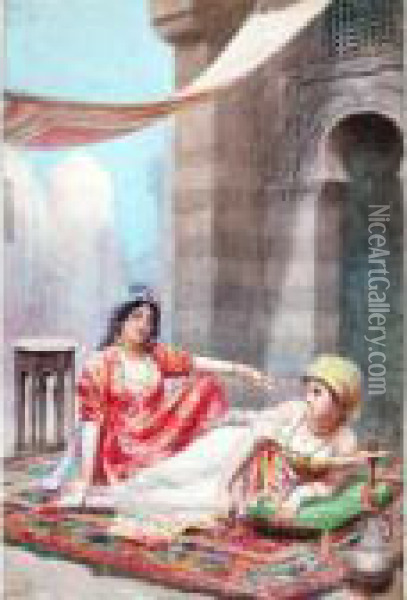 Relaxing In The Harem Oil Painting - Fabbio Fabbi