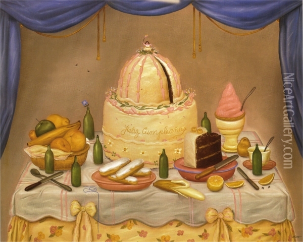 Happy Birthday 1971 Oil Painting - Fernando Botero
