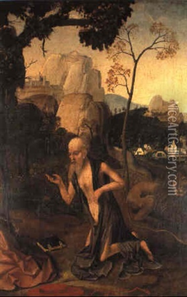 Der Hl. Hieronymus Mit Dem Lowen Oil Painting - Lucas Gassel