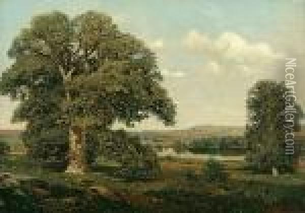 Old Oaks In September Oil Painting - Henry Pember Smith