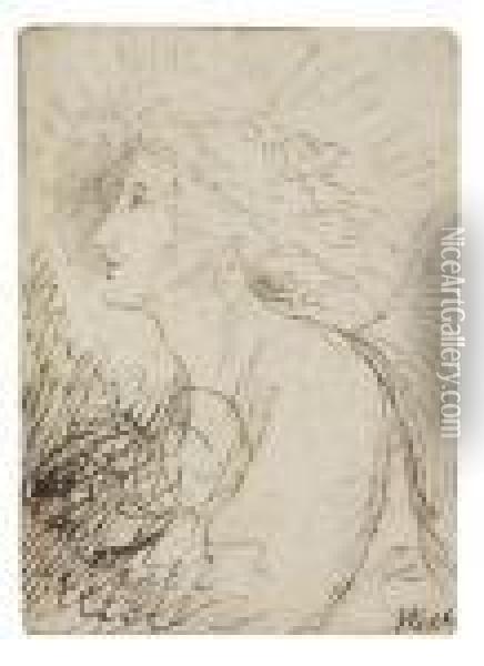 An Angel Seen In Profile Oil Painting - Benjamin West