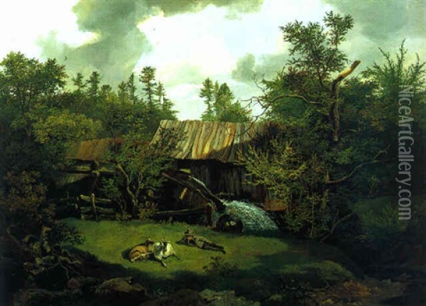 Die Alte Sagemuhle Oil Painting - Friedrich Gauermann