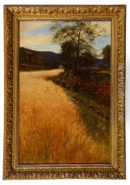 A Cornfield With Distant Cottage Oil Painting - Joseph Farquharson