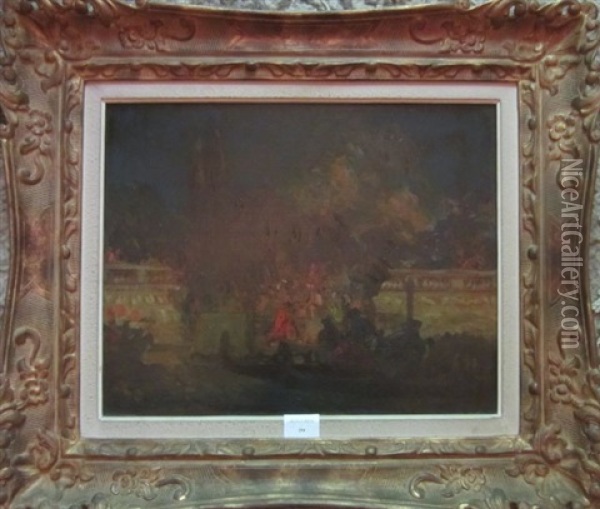 Gondoles A Venise Oil Painting - Louis Abel-Truchet