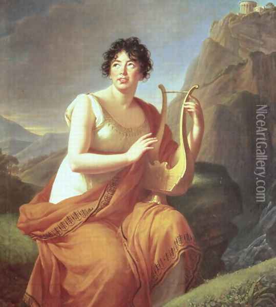 Madame de Stael as Corinne, 1809 Oil Painting - Elisabeth Vigee-Lebrun