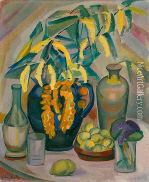Nature Morte Aux Mimosas (still Life With Mimosas) Oil Painting - Alice Bailly