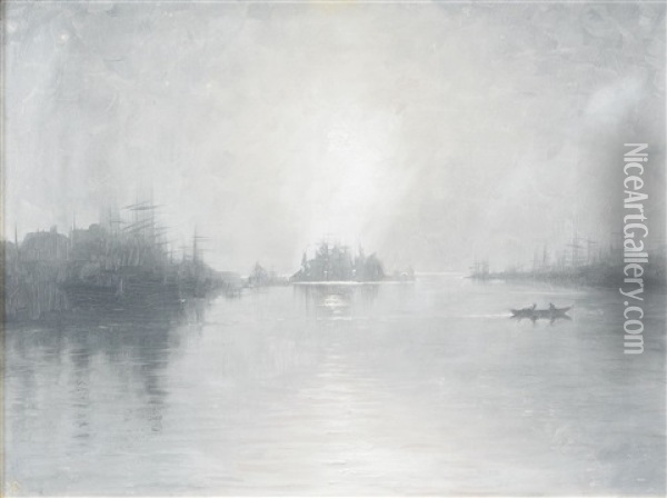 Segelfartyg I Motljus Oil Painting - Knut Ekwall