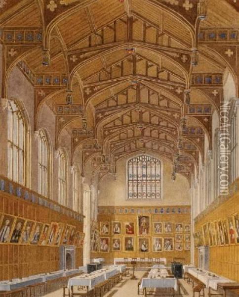 Hall Of Christchurch, Oxford Oil Painting - George Pyne