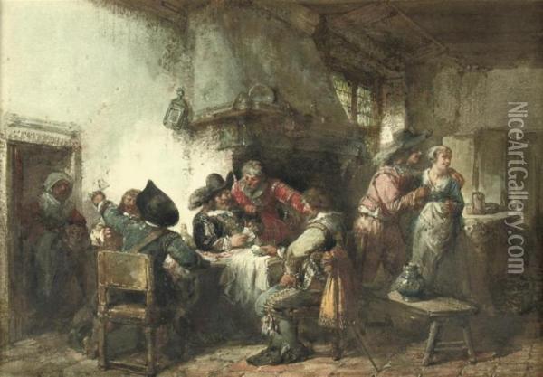 Playing Cards In The Pub Oil Painting - Herman Frederik Carel ten Kate