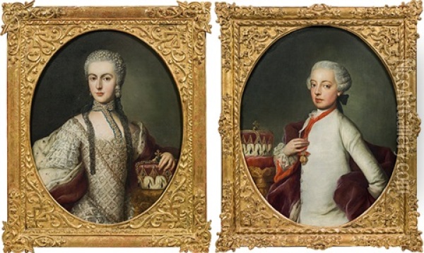Archduke Joseph & Isabella Of Parma (a Pair) Oil Painting - Johann Joseph Zoffany