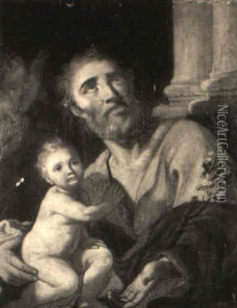 Joseph And Christ Child With Angels Oil Painting - Pietro Bardellino