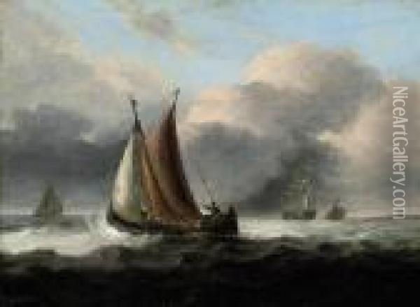 Running Out On The Tide Oil Painting - Thomas Luny